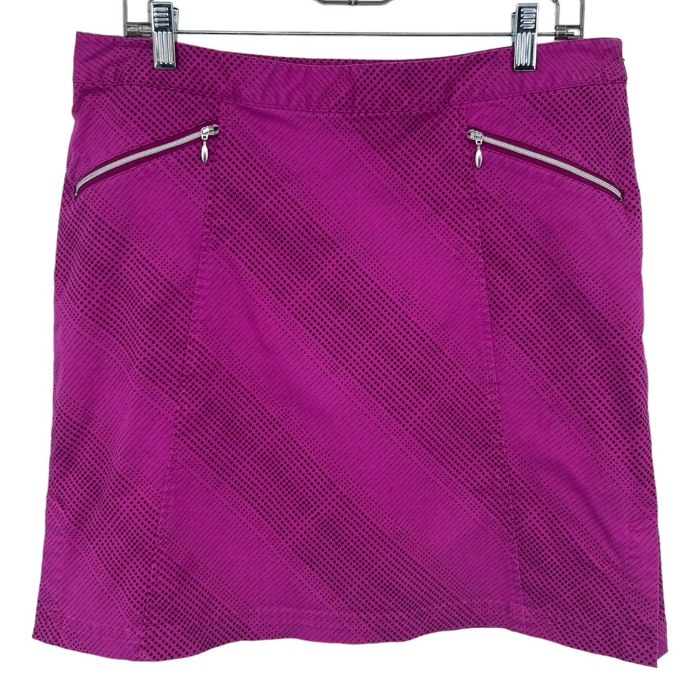 Callaway Womens Golf Skort Size 12 Pink with Black Polka Dots Pattern Side Zip
